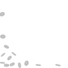 American dollar coins falling. Scattered black and