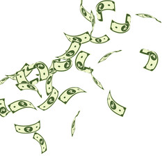 Indian rupee notes falling. Floating INR bills on 