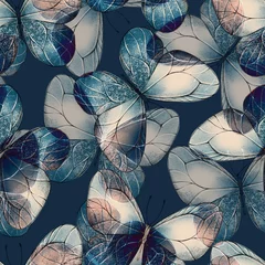 Foto op Plexiglas Slaapkamer Patroon van vlinders. Mooie naadloze decoratieve achtergrond