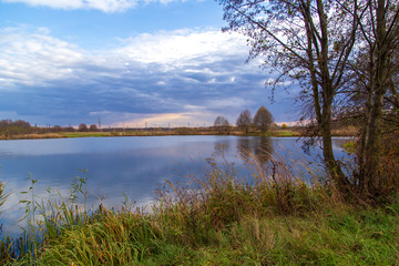 Fototapeta premium Pond in nature in autumn