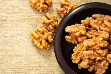 close up  the Walnuts , Juglans regia  , an excellent source of several vitamins and minerals for Health Benefits