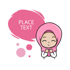 Cute moslem girl children pray