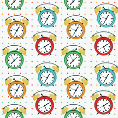 Twin Bell Alarm Clock Seamless Pattern