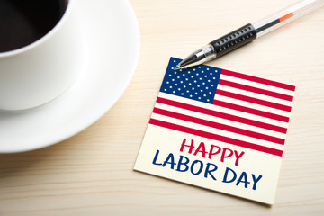 Fototapeta premium Happy Labor Day On Sticky Note