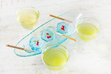 冷たいゼリー　Japanese jelly sweets