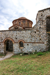 Arch entrance to the old orthodox church in abandoned medieval town Mystras, Greece