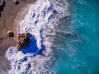 Drone view on Kathisma beach in Lefkas