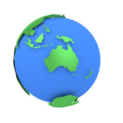 Earth globe with green continents isolated on white background. World Map. 3D rendering illustration.  australia