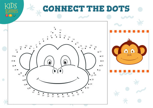 Connect the dots kids mini game vector illustration. Preschool children education activity