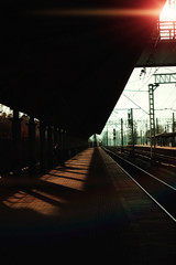 railway train station at night