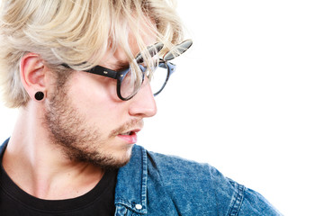 Hipster artistic man with eccentric glasses