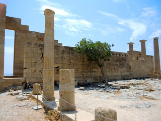 Ruins of the castle in Lindos. Rhodes