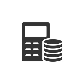 Money calculation icon in flat style. Budget banking vector illustration on white isolated background. Financial payment business concept.