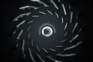 3d rendering, dark creative polygon elements