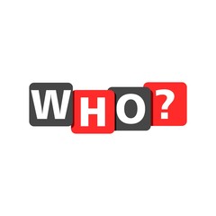 WHO? word, Overlapping Letters Icon