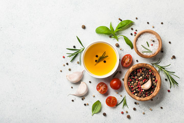 Cooking background with spices and herbs