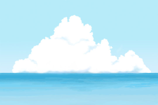 入道雲が見える夏の海の風景