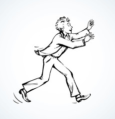 The man runs away. Vector drawing