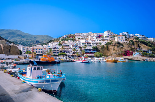 Agia Galini Crete -the Popular Seaside Resort Built On The Slopes Of A High Mountain,overlooking The Endless Libyan Sea.It Offers To Its Visitors All Amenities For Unforgettable Holidays.