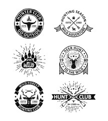 Set of vintage hunting badges labels, emblems and logo