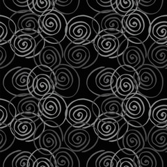 hand drawn decorative elements seamless pattern. vector illustration on black background
