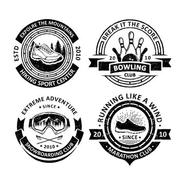Set of vintage sport badges labels, emblems and logo