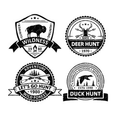 Set of vintage hunter sport badges labels, emblems and logo