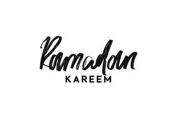 Ramadan Kareem manuscript handwriting. Text black Lettering calligraphy