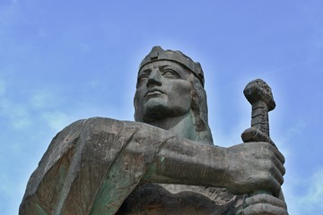 Obraz premium Bronze statue of Prince Pribina. A bronze statue of Prince Pribina, first known Slovak ruler in our region.