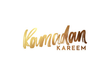 Ramadan Kareem manuscript handwriting. Text gold Lettering calligraphy