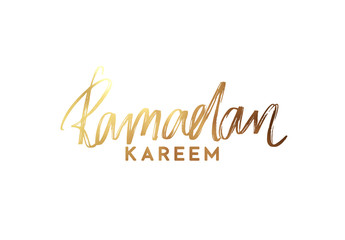 Ramadan Kareem manuscript handwriting. Text black Lettering calligraphy