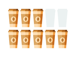 eight disposable cups of coffee