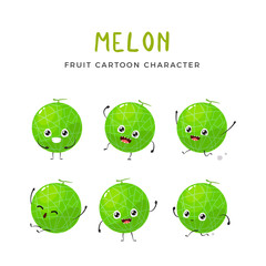 A set of Melon Mascot. Vector Illustration