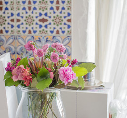 Flower bouquet on table,floral still life