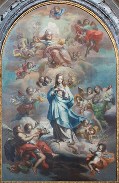 CATANIA, ITALY - APRIL 7, 2018: The painting of Immaculate Conception in church Chiesa di San Benedetto by Sebastiano Lo Monaco (1750 - 1800).