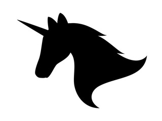 The Black Unicorn Silhouette. Isolated Vector Illustration