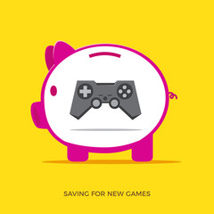saving for new games. Isolated Vector Illustration