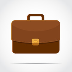 brown briefcase with golden lock. Isolated Vector Illustration