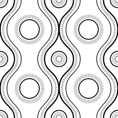 Simple abstract seamless pattern. Black and white background fro