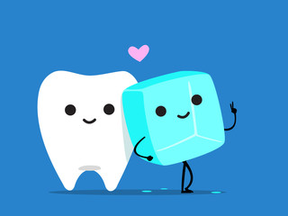 ice standing beside tooth making a pose