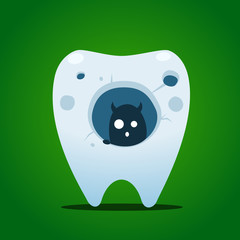a creature inside big hole of tooth