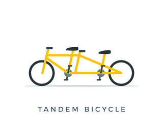 The Yellow Tandem Bicycle. Isolated Vector Illustration