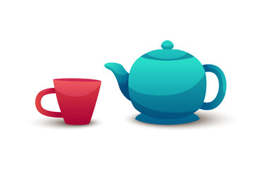Pot and cup flat vector illustration