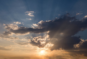 空　雲　夕日　cloud,sunny,sky,sunset,panorama