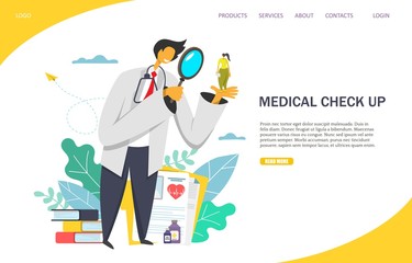 Medical check up vector website landing page design template