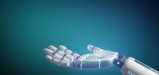 Cyborg robot hand on an uniform  background 3d rendering