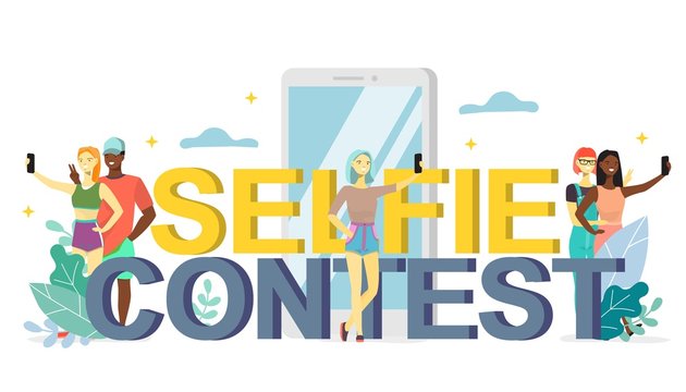 Selfie contest vector flat style design illustration