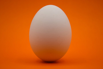 Uovo bianco con sfondo arancio.