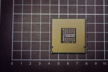 The computer the processor on a black background