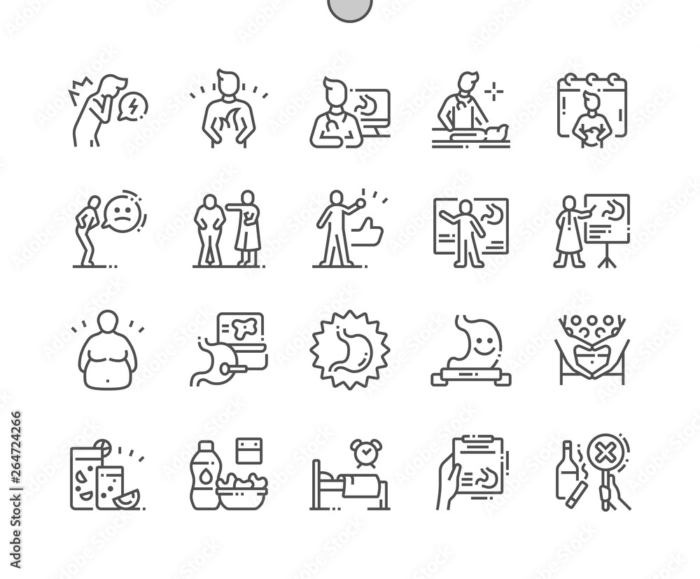Aufkleber world digestive health day well-crafted pixel perfect vector thin line icons 30 2x grid for web grap